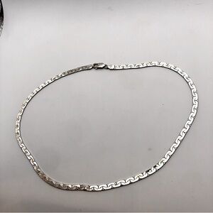 Vtg Sterling Silver Flat Link Super Shiny Chain 16” Length / 4mm Width / 18g